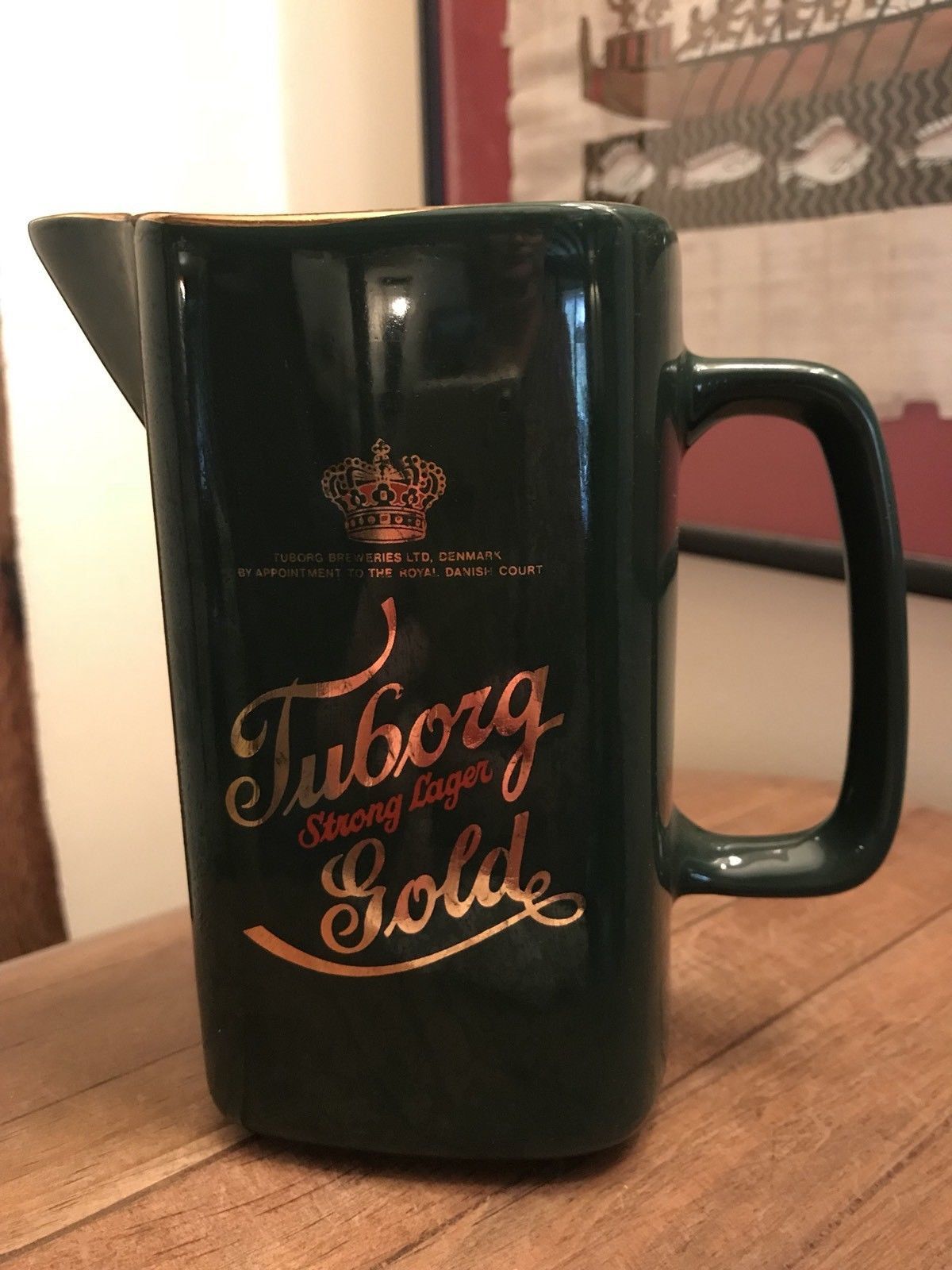 tuborg gold strong lager ceramic beer jug collectable beer jug