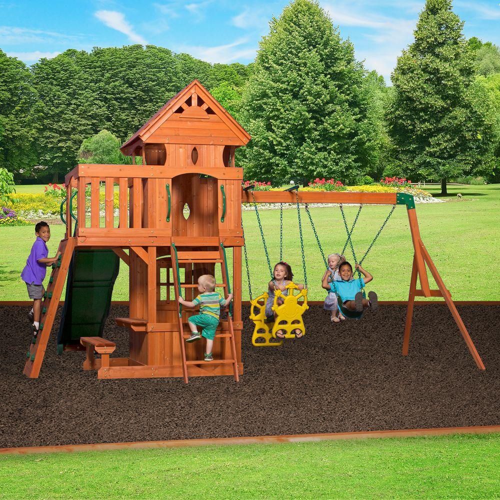 backyard discovery monterey all cedar wood playset swing set