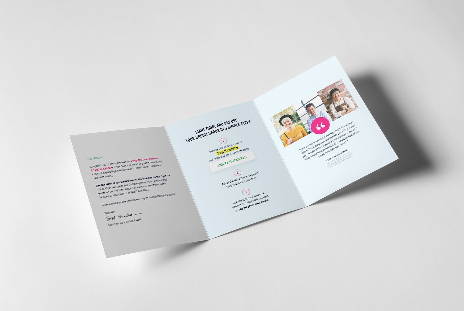 payoff minimalist trifold product brochure example product brochure examples