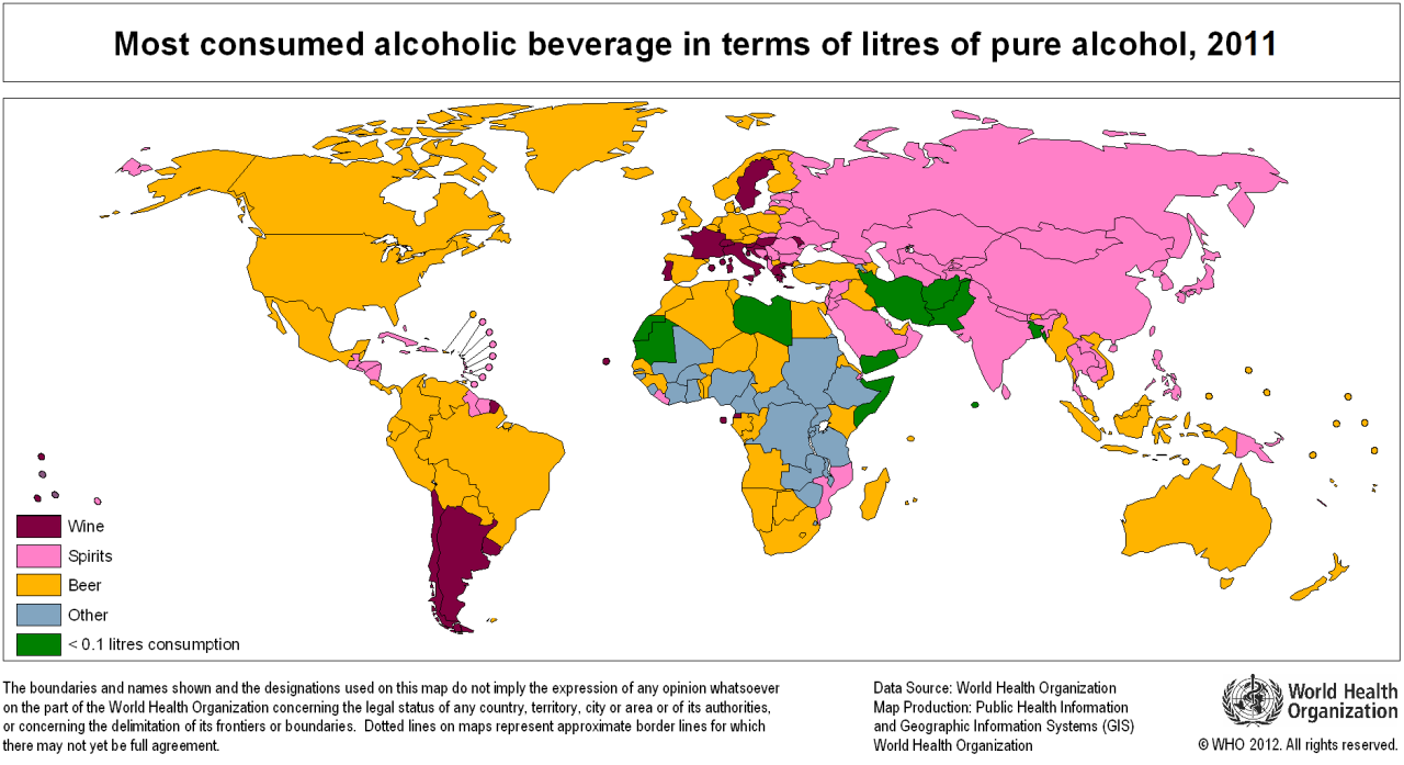 Favorite Alcoholic Drink By Country 2011 More Alcohol Maps Alcoholic Drinks Alcoholic Drinks Around The World Map