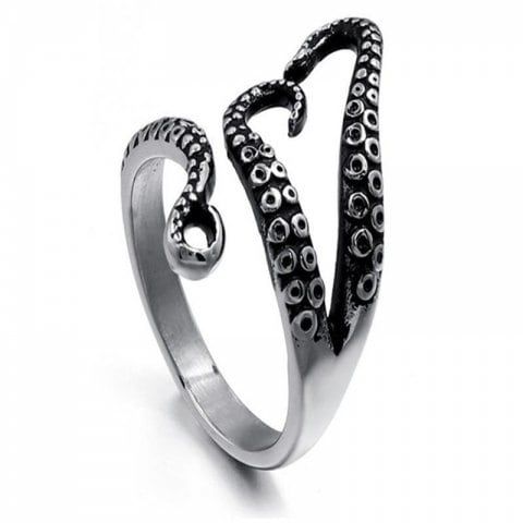 Bijoux Gothique Titane Octopus Finger Ring Open Anneau en acier inoxydable Deep Sea