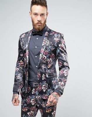 suit asos jacket floral suits mens skinny dark super purple combinations shopstyle