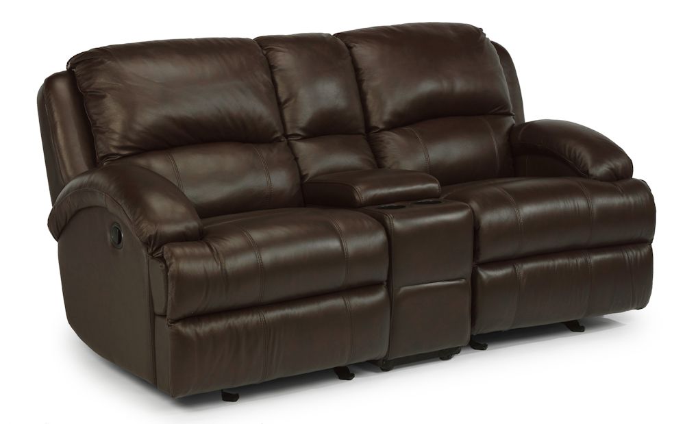 Flexsteel Fast Lane Rocking Reclining Leather Loveseat 1242 604 W 76 D 42 H 40 Furniture Flexsteel Fast Lane Rocking Reclining