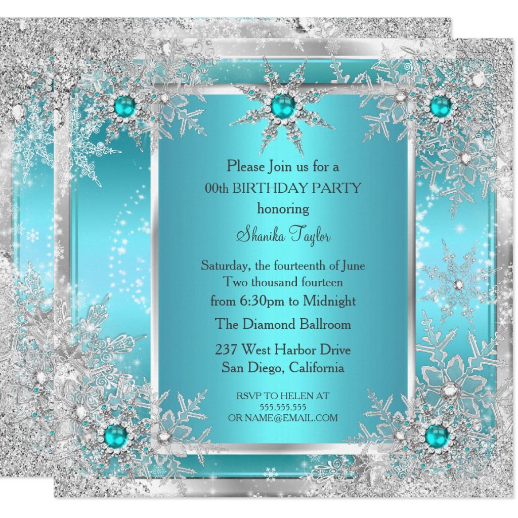 Teal Blue Snowflake Silver Winter Wonderland Card in 2020