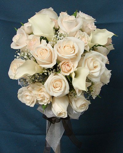 White Rose And Calla Lily Wedding Bouquet By Westosha Floral Via