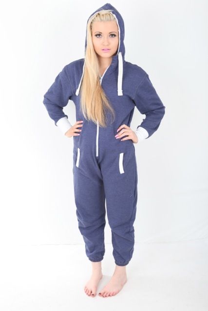 kids onesie blue denim colour with white accent suitable for girls christmas onesie for kids