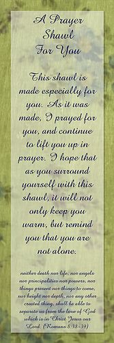 Prayer Shawl Tag -whenever I make the shawls This is a wonderful ministry. My son received one from a good friend and loved it! #prayershawls