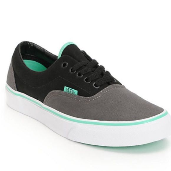 vans era charcoal black & mint green skate shoes vans era charcoal black & mint green skate shoes