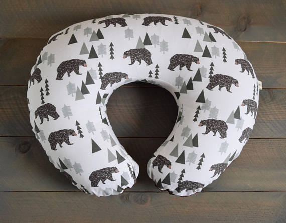 Nursing Pillow Cover Bear Woodland Bear and Trees Boppy Pillow Cover