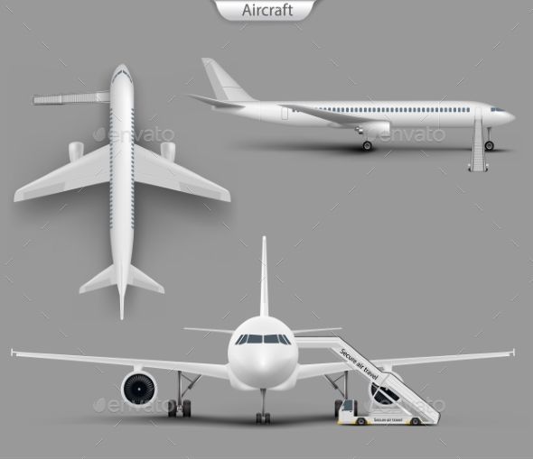 Download Vector Realistic Aircraft Airplane Mockup Set | Aircraft, Passenger planes, Airplane