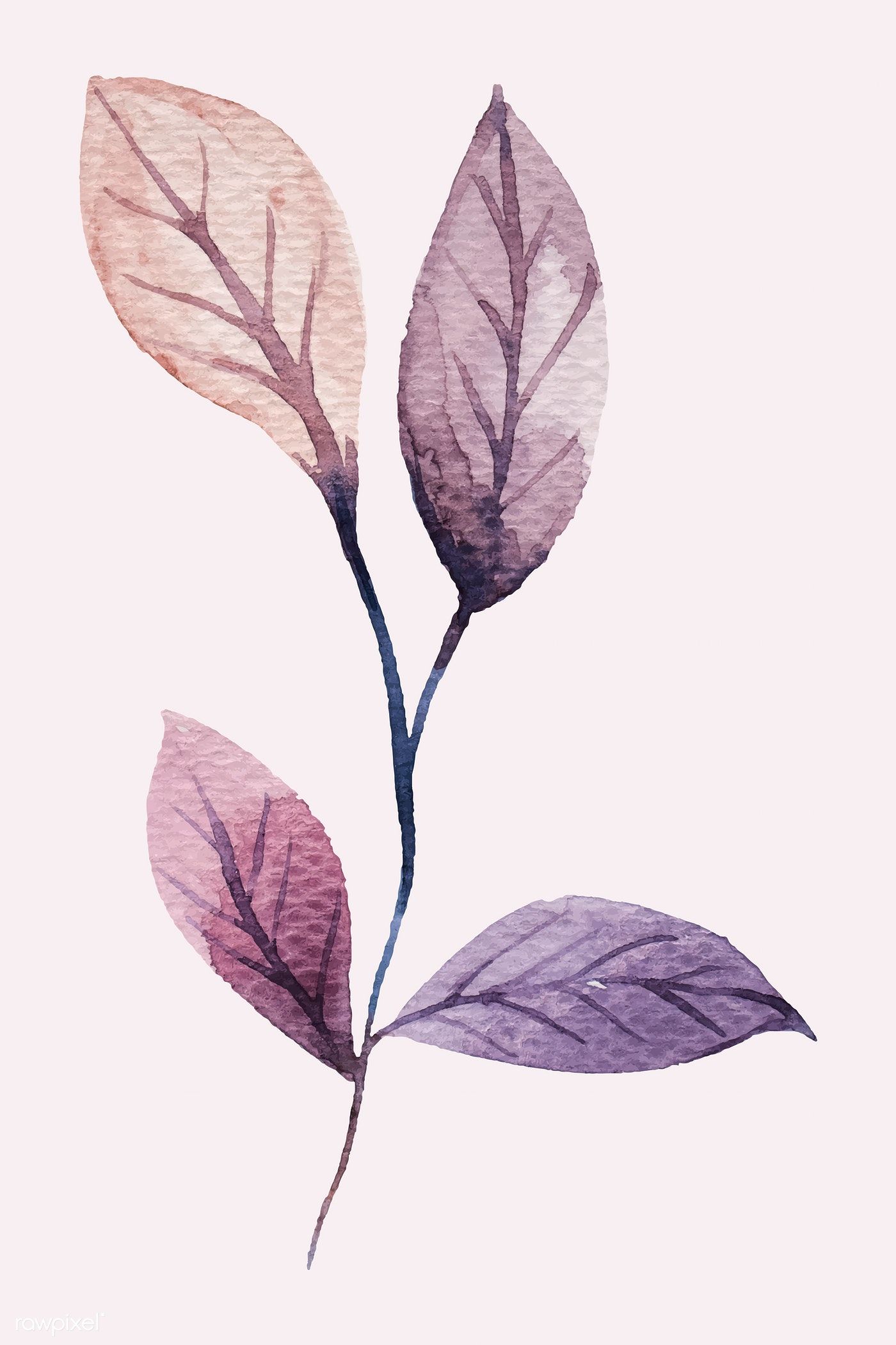 Hand Painted Watercolor Green Leaf Decoration Pattern In 2020