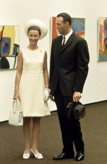 Crown Prince Harald Of Norway With His Fiancee Ms Sonja Haraldsen At The Henie Onstad Art Centre At Hovikodden Outside Norwegian Royalty Norway Royal Fashion