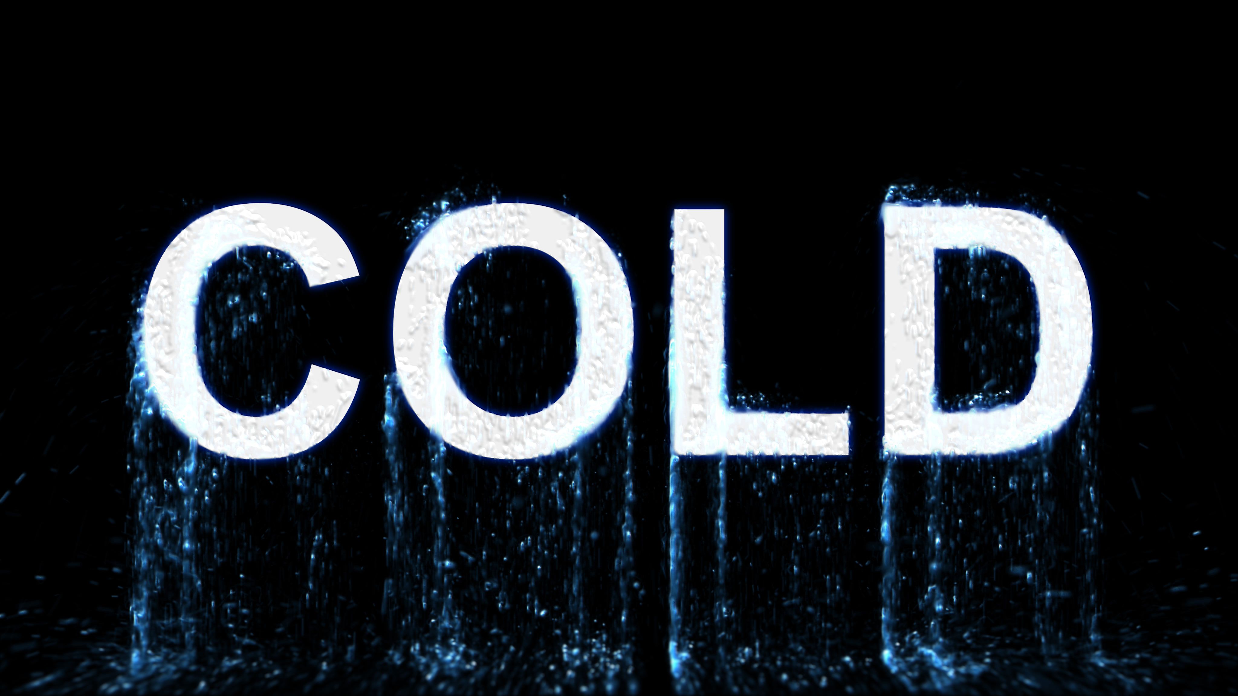 Text COLD appears from the water, then disappears. Transparent alpha