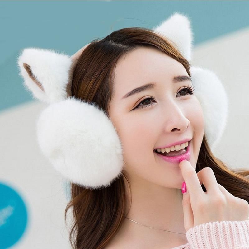 Elegant Rabbit Winter Earmuffs for Women Warm Fur Lovely Ear Warmers Gifts