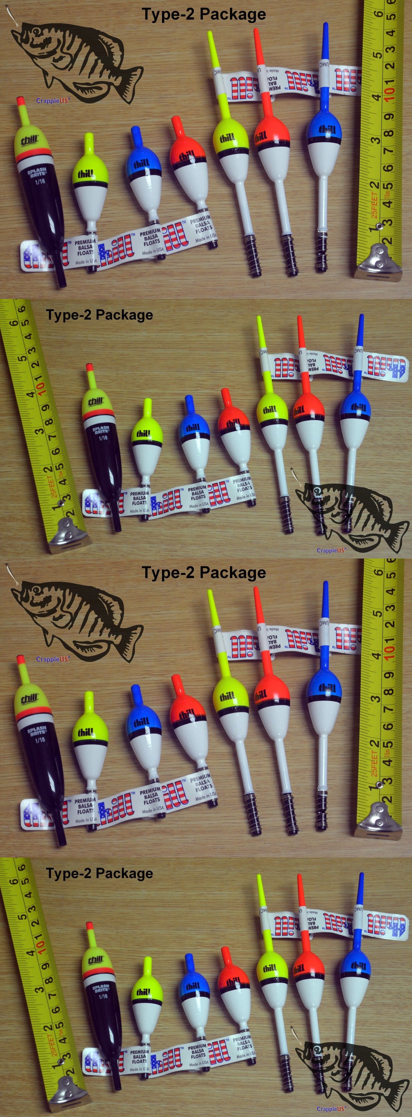 Lot thill Crappie panfish walleye fishing bobbers floats made in USA bobber