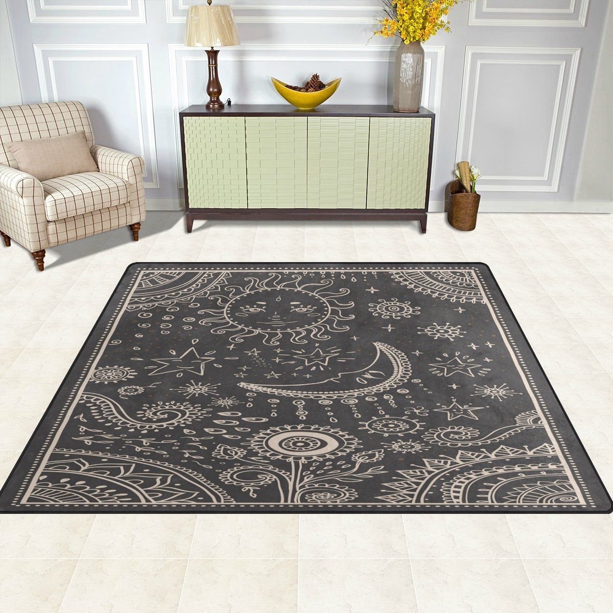 Alaza Vintage Moon Sun Star Sunflower Area Rug Rugs For Living Room Alaza Vintage Moon Sun Star Sunflower Area Rug Rugs For Living Room Bedroom 53 X 4 Check Out This Great Product Is An Affiliate Link