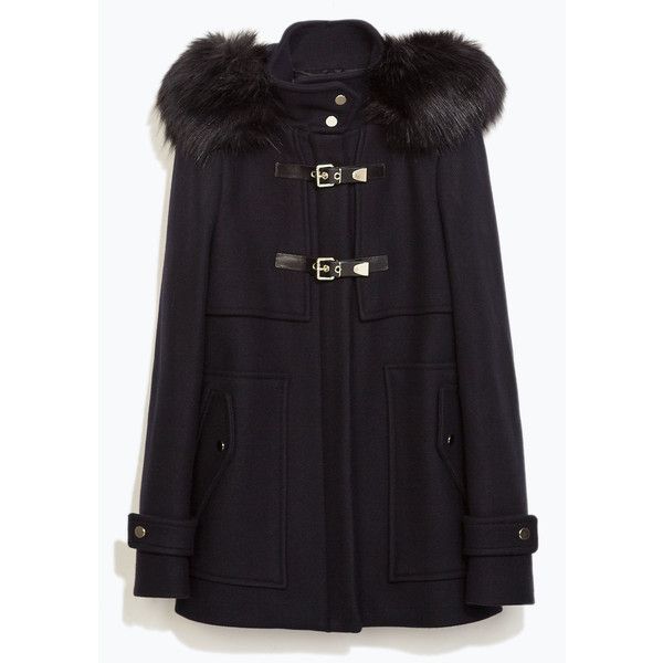 Zara Wool Duffle Coat With Faux Fur Hood Zara Wool Duffle Coat With Faux Fur, Zara Wool Duffle Coat With Faux Fur Hooded