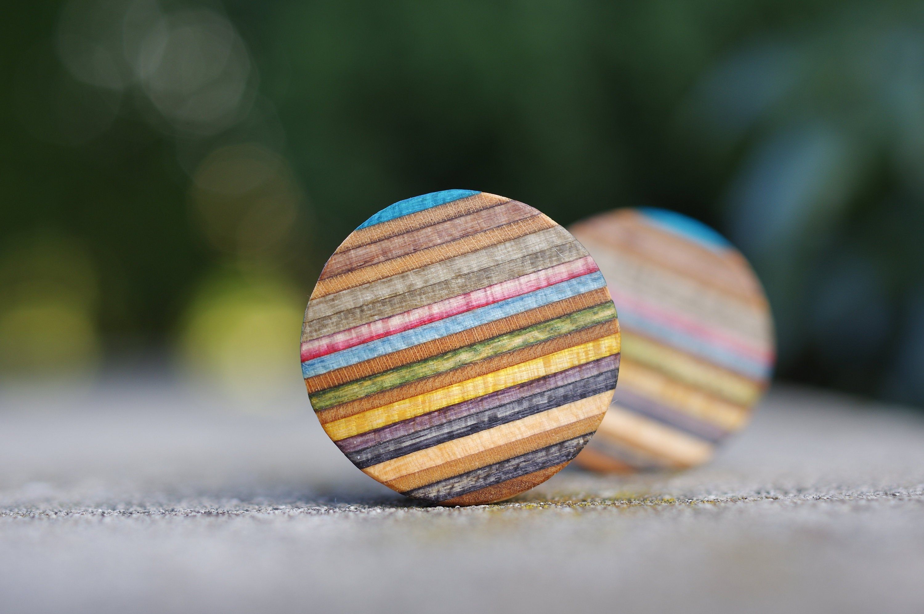 Wood Tunnels Recycled Skateboards Wood Tunnel Wooden Plug Wooden Plugs Ear Plugs Ear Gauge Gauges Pair Of Tunnels Plugs and Tunnels
