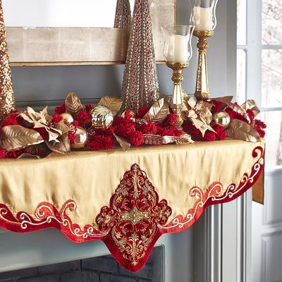 Beaded Mantel Scarf - Red & Gold | Christmas | Pinterest | Red gold Mantels and Beads