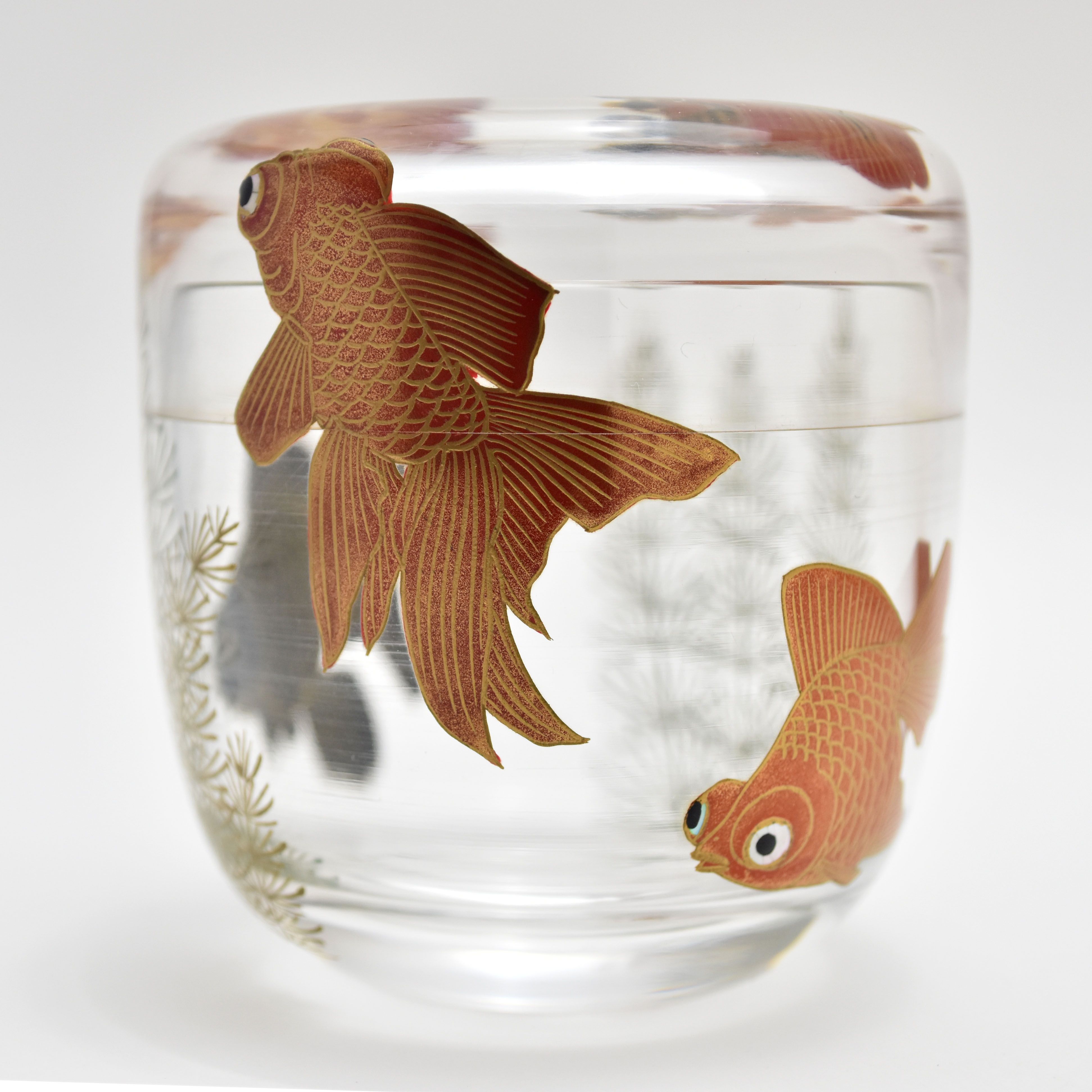 金魚蒔絵中棗 日本 伝統 工芸 品 金魚 蒔絵 金魚蒔絵中棗 日本 伝統 工芸 品 金魚 蒔絵