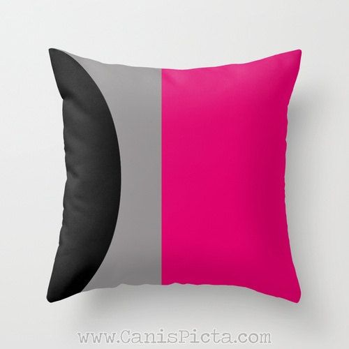 Modern Color Block Throw Pillow 16x16 Throw Pillow Cover Fuchsia Gold Color