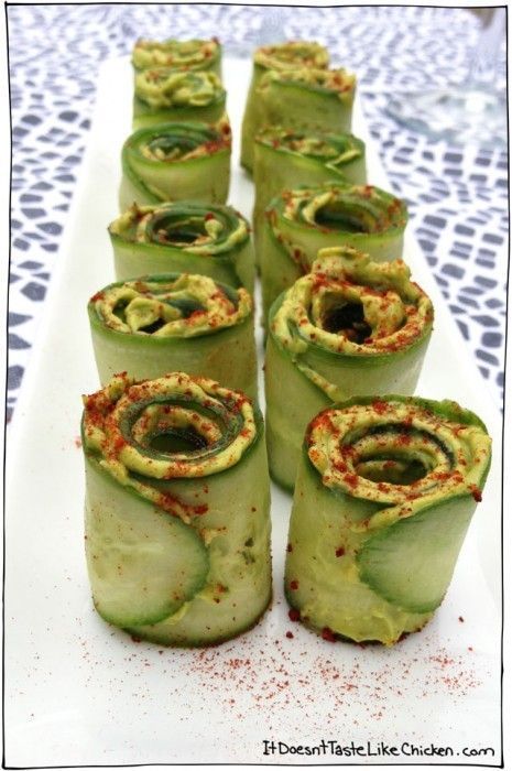 Cucumber Avocado Rolls. A really easy, pretty, appetizer that is perfect for veg...
