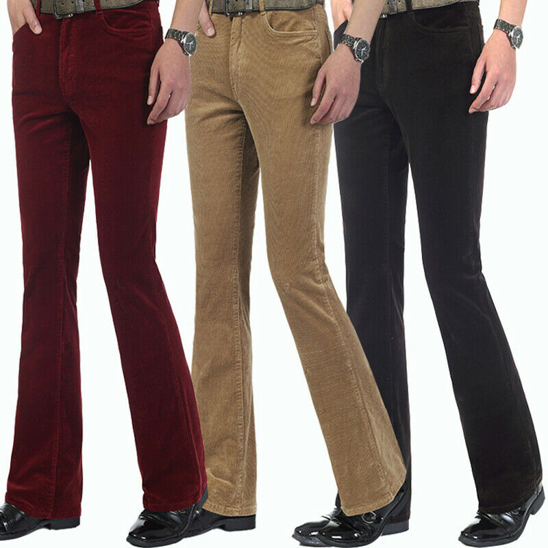 Men Flare Pants 60s 70s Retro Style Corduroy Bell Bottom Bootcut Trousers Hippie | eBay Khaki Pants Men, Mens Dress Pants, Casual Pants, Mode Vintage, Vintage Men, Vintage Outfits 70s Men, Looks Hippie, 60s Men, Retro Fashion