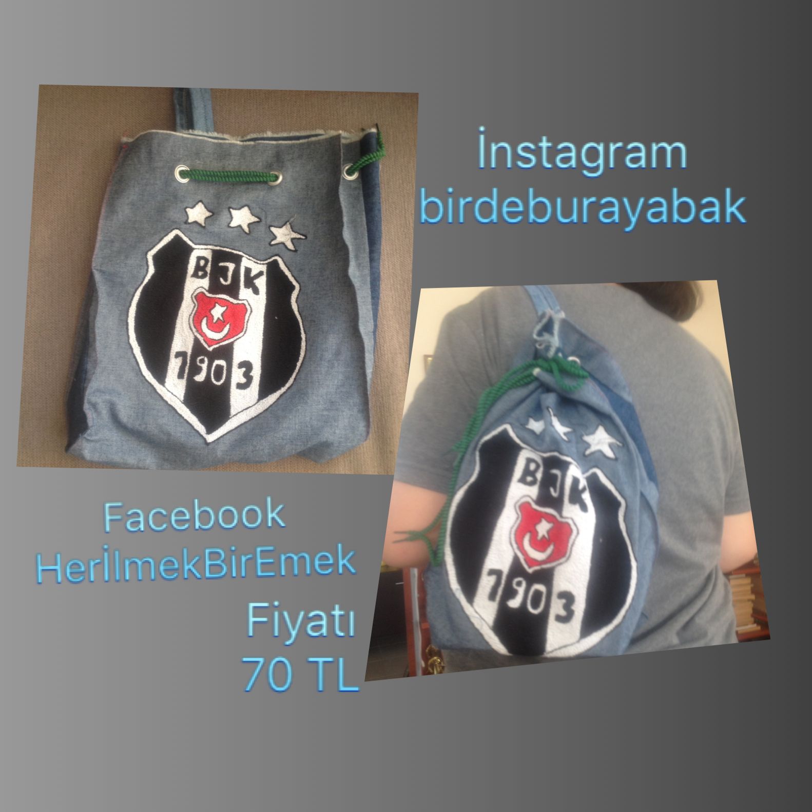 Punch Nakisi Ile Isledigimiz Besiktas Armali Kot Sirt Cantasi Siparis Icin Instagram Sayfamizdan Bize Ulasabilirsiniz Be Laundry Bag Coffee Bag Organization