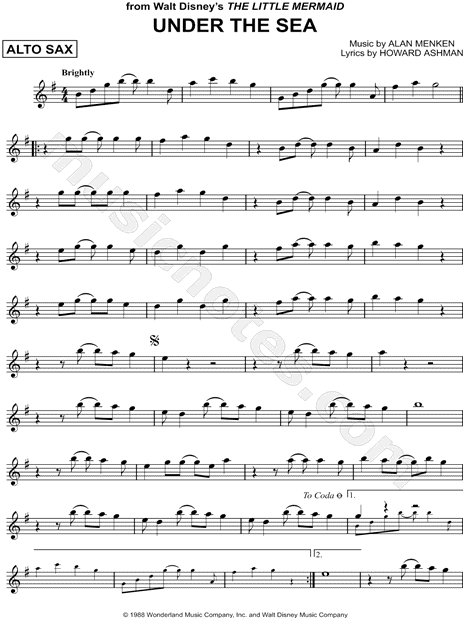 Under The Sea From The Little Mermaid Sheet Music Alto Saxophone Solo In G Major Download Print Clarinet Sheet Music Violin Sheet Music Viola Sheet Music