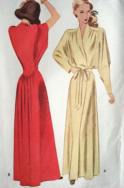1940s Glam Negligee House Coat Robe Lounging Hostess Gown Pattern McCall 7035 Bust 34 Pure