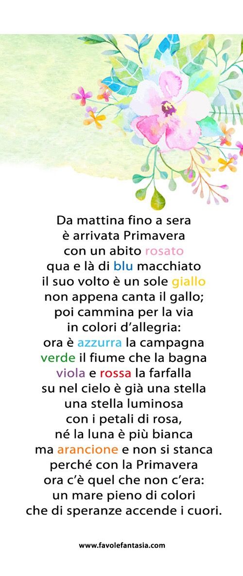 Pin Di Vally Su Filastrocche & Sorrisi | Colori Di Primavera, Filastrocche, Poesia