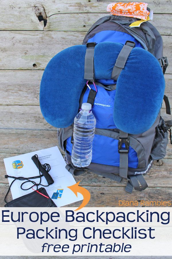Backpack Europe Checklist Free Download and Printable