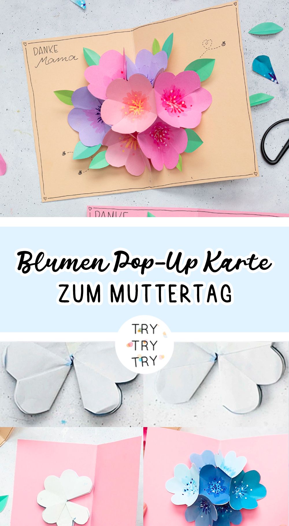 3D Blumen Pop-Up Karte für den Muttertag selber machen