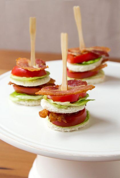 BLT finger sandwich photo | Baby shower brunch food, Shower appetizers