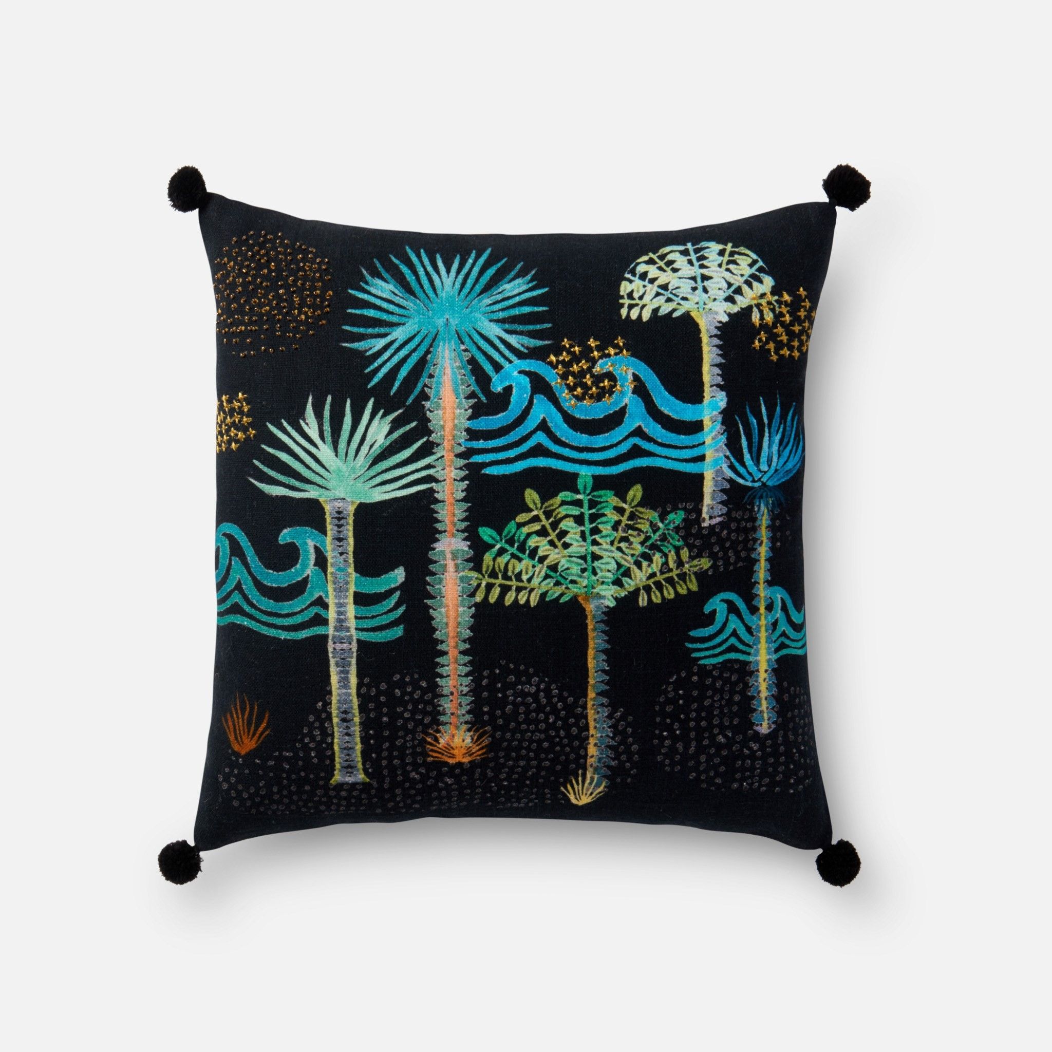 Justina Blakeney Palms Pillow, Black Justina Blakeney Palms Pillow, Black