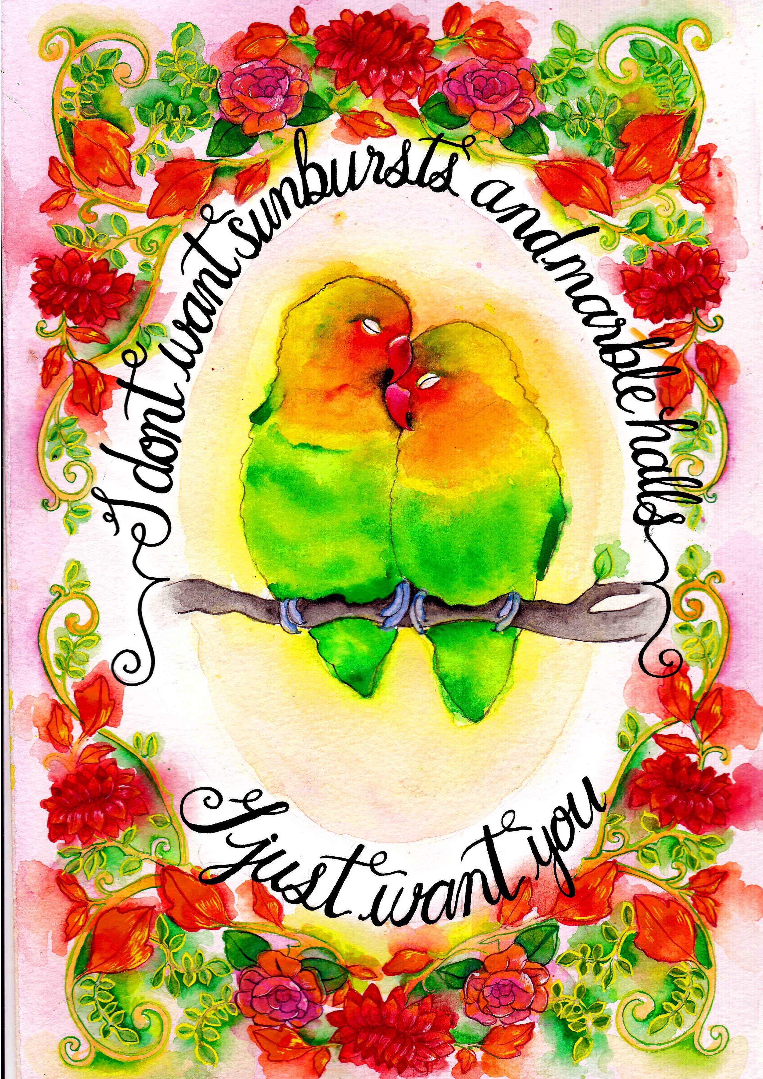Merle Made Tales Wedding Stationery Love Birds Quote Greeting Card