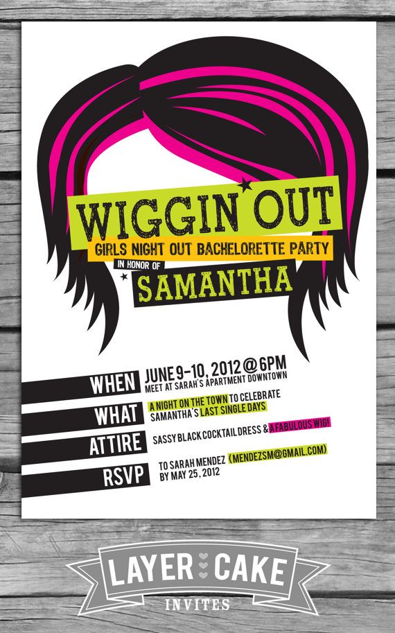 set of 20 wiggin out bachelorette party invites by layercakeinvites