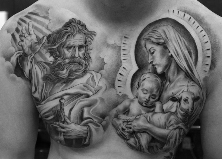 40 Jesus Chest Tattoo Designs For Men Chris Ink Ideas Tattoos For Guys Chest Tattoo Chest Tattoo Men