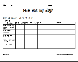 daily behavior chart template