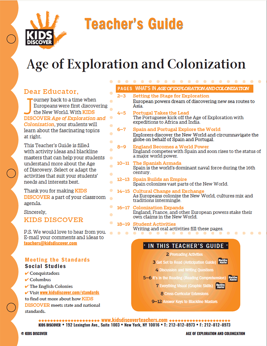 This 12-page Teacher Guide on Age of Exploration and Colonization is filled with activity ideas and blackline masters that can help your students understand ...