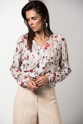 Tas Desenli Kruvaze Bluz Moda Stilleri Kadin Kadin Olmak
