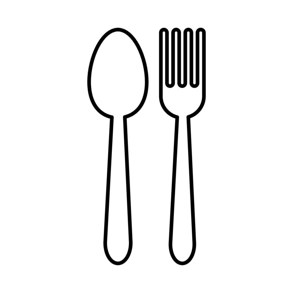 Outline Simple Vector Fork And Spoon Icon Isolated On White Background outline-simple-vector-fork-and-spoon-icon-isolated-on-white-background