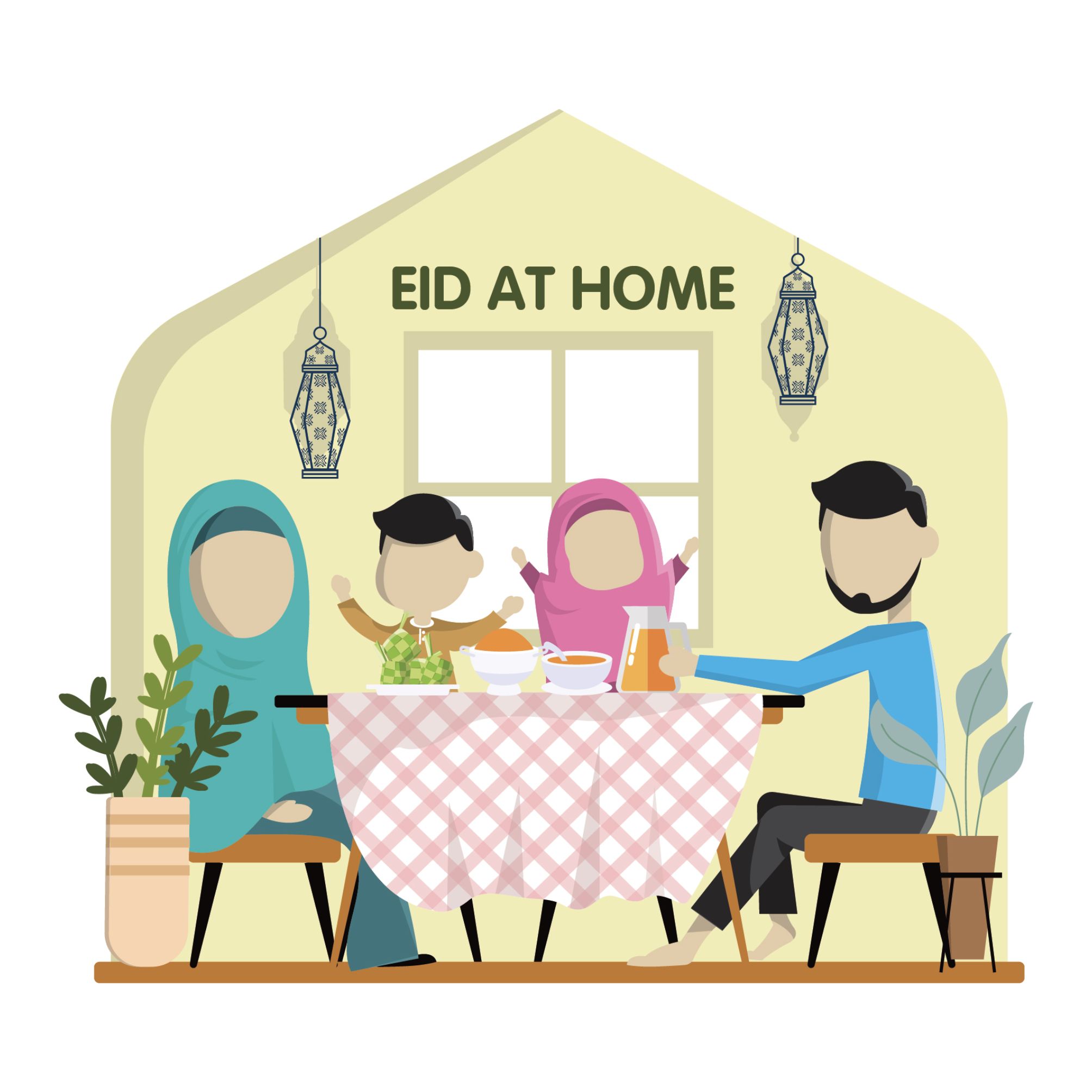 eid at home in 2020 Home, Original artwork, Muslim family