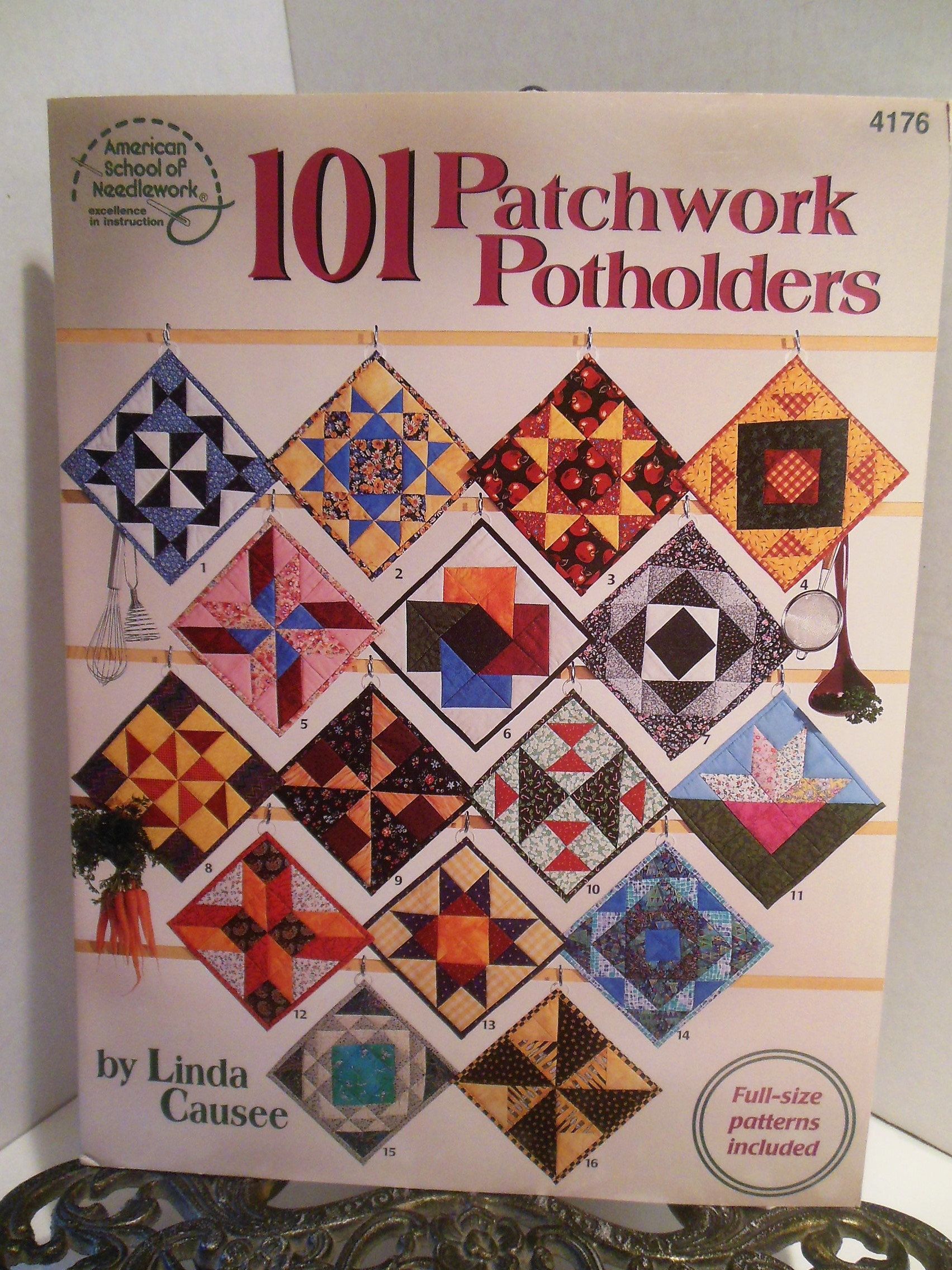 101 Patchwork Potholders Full Size PATTERNS Quilting BOOK Small Projects 8" x 8" Blocks