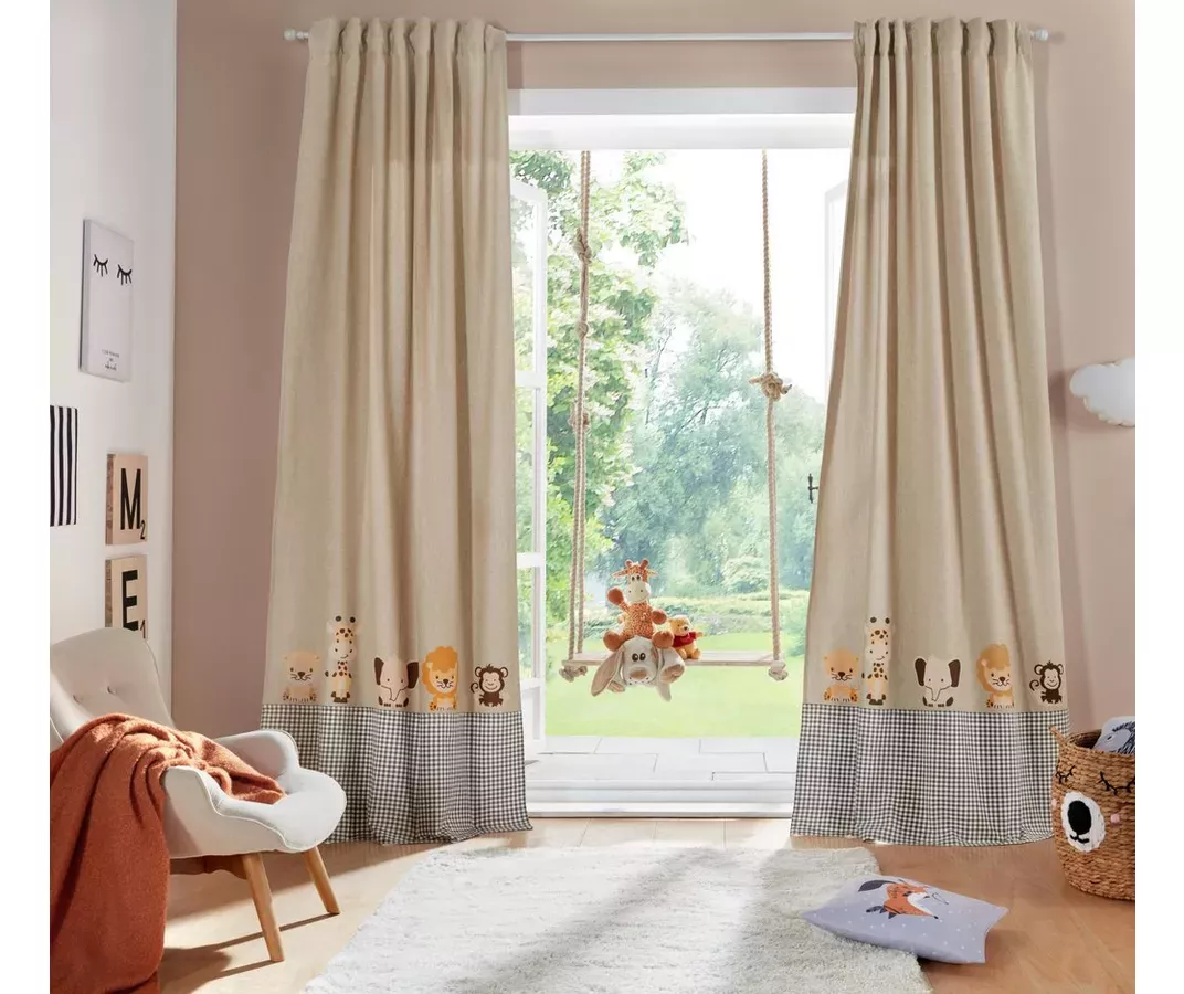 Lüttenhütt Gordijn Dieren gedessineerd kindergordijn, ondoorzichtig, verschillende maten (1 stuk) bestellen bij | OTTO Fake Wood, Warm Undertone, Off White Color, Brass Color, Art Deco Fashion, Rattan, Natural Wood, Curtains, Modern