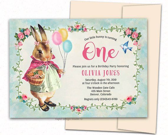 Printable Peter Rabbit Birthday Party Invitations 5x7