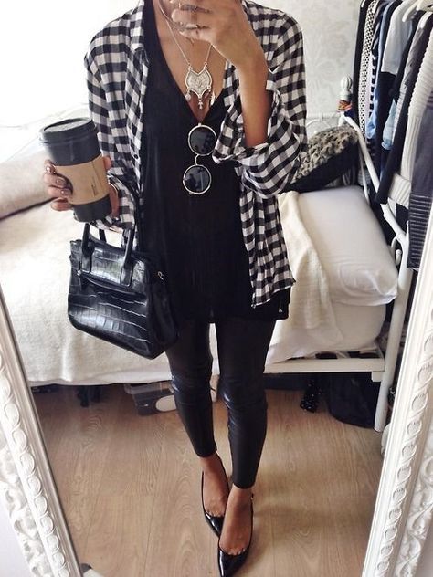 all black outfit with flannel