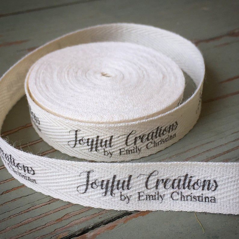 Three-Quarter Inch Ribbon Flat or Folded CUSTOM Twill natural or white Spool REORDER Printed Sew-in Fabric Label