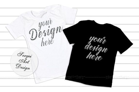 Download Black & White Unisex Shirt Flat Lay Mockup Set, T-Shirt ...