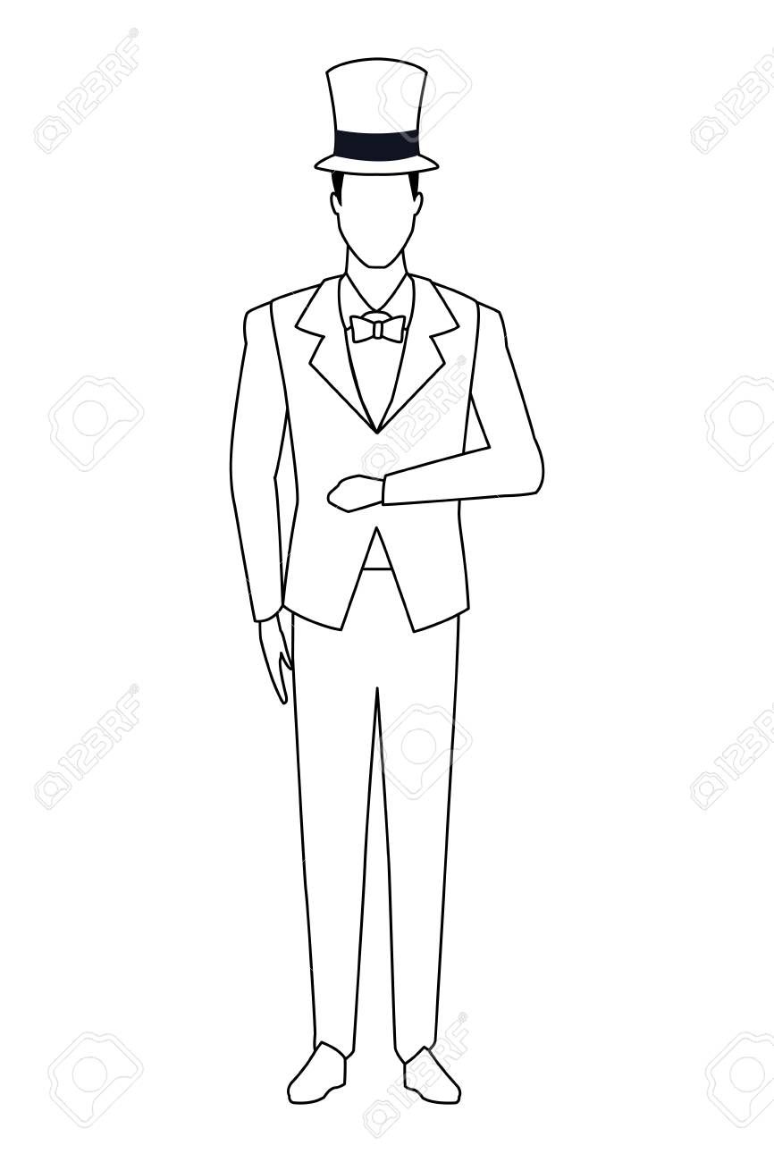 Man Wearing Tuxedo Avatar Cartoon Character With Bow Tie And Top Hat Black And White Vector Illu Graphic Design Illustration Avatar Cartoon Illustration Design Man Wearing Tuxedo Avatar Cartoon Character With Bow Tie And Top Hat Black And White Vector Illu Graphic Design Illustration Avatar Cartoon Illustration Design